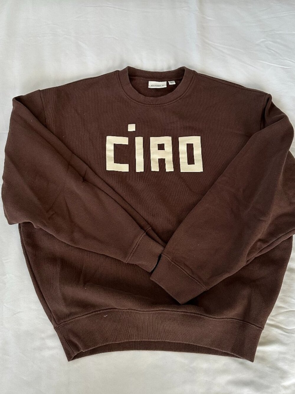 Clare V. CIAO Sweatshirt in Chocolate Brown Sz XS